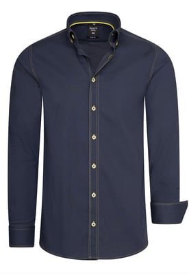 Slim fit overhemd met lange mouwen en contrasterende stiksels