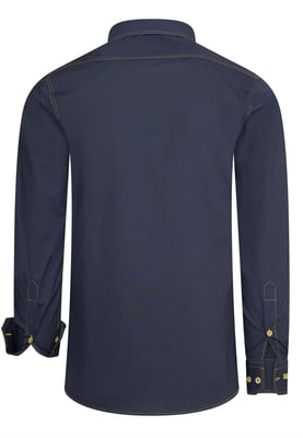 Slim fit overhemd met lange mouwen en contrasterende stiksels