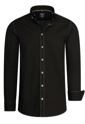 Slim fit overhemd met lange mouwen en contrasterende stiksels