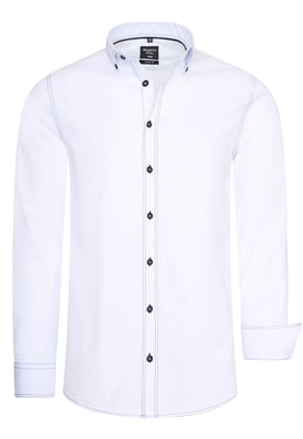 Slim fit overhemd met lange mouwen en contrasterende stiksels