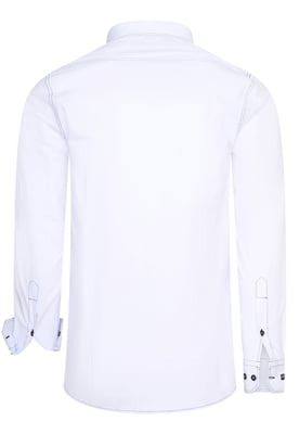 Slim fit overhemd met lange mouwen en contrasterende stiksels