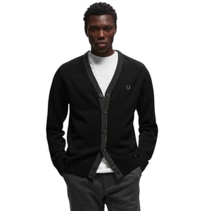 Fred Perry Zwart Chenille Placket Cardigan