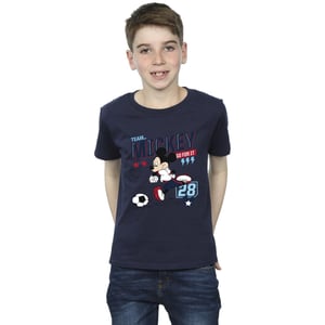 Disney Jongens Mickey Mouse Team Mickey Voetbal T-shirt (Marineblauw)