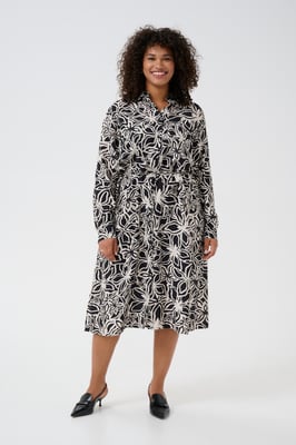 Jurk Regular fit black offwhite