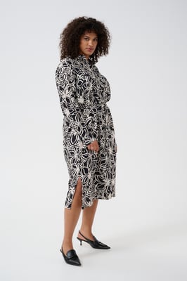 Jurk Regular fit black offwhite