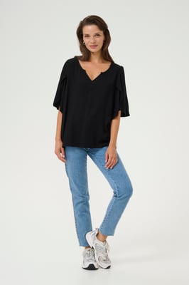 Blouse met korte mouwen Loose fit Black