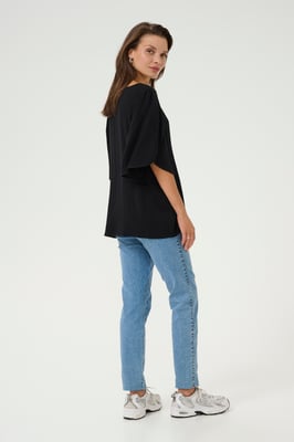 Blouse met korte mouwen Loose fit Black