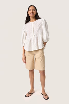 Blouse met korte mouwen Loose fit Broken White offwhite