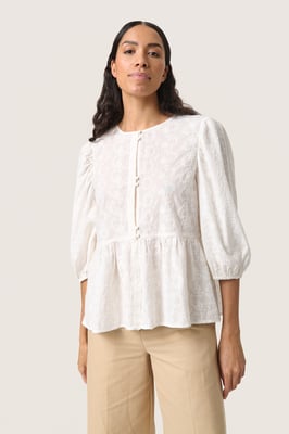 Blouse met korte mouwen Loose fit Broken White offwhite