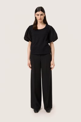Blouse met korte mouwen Regular fit Blac