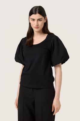 Blouse met korte mouwen Regular fit Blac