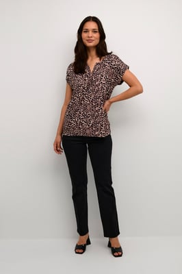 T-shirt Regular fit Black/brown Leo Print leopard
