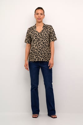 Blouse met korte mouwen Regular fit Brown/Black Animal Print