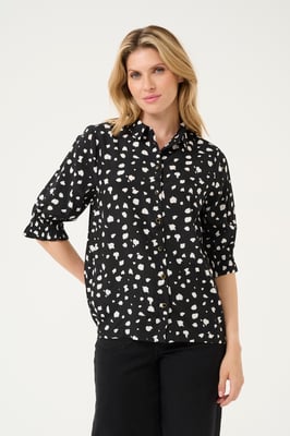 Blouse met korte mouwen Regular fit Black/White Abstract Print black white