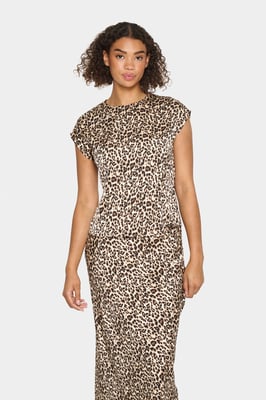 Blouse met korte mouwen Regular fit Black Reg Leo leopard