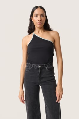Jersey top Slim fit Black with Silver Blue 