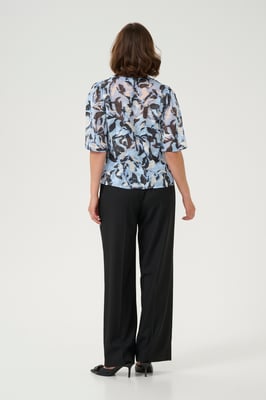 Blouse met korte mouwen A-shape Blue Flower Print floral