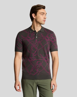 Lyle & Scott Golf Outline Gebreide Poloshirt - Paars