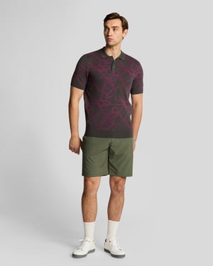 Lyle & Scott Golf Outline Gebreide Poloshirt - Paars