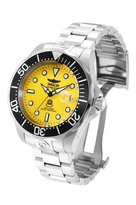 Invicta Grand Diver 3048 Heren Horloge - Automatisch Uurwerk - Roestvrij Staal met Gele Wijzerplaat - 47mm