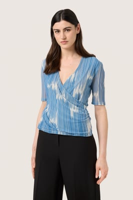 Blouse met lange mouwen Feminine Blue Scattered Print blue white