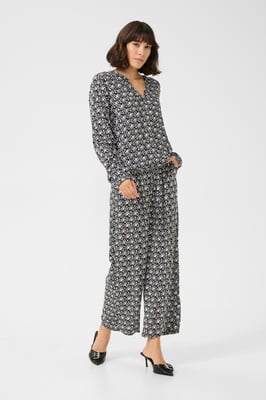 Blouse met lange mouwen Regular fit Black/Moonstruck Retro Print black darkgrey