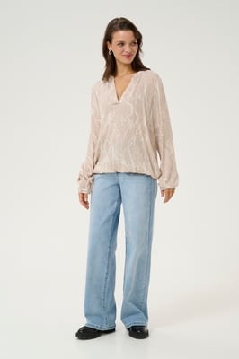 Blouse met lange mouwen Regular fit Feather Gray,Chalk Print grey white