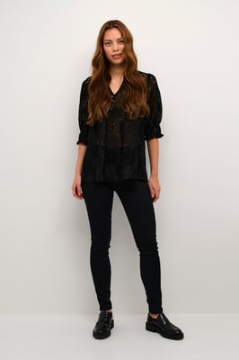Blouse met lange mouwen Relaxed fit Blac