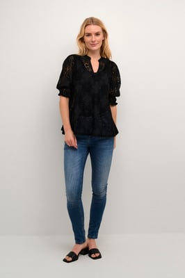 Blouse met lange mouwen Relaxed fit Blac
