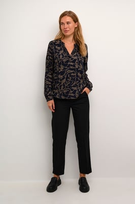 Blouse met lange mouwen Regular fit Brindle/Midnight Doodle Print brown