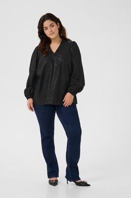 Blouse met lange mouwen Regular fit Black