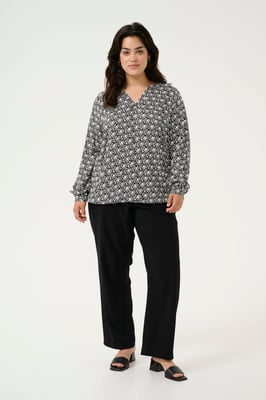 Blouse met lange mouwen Regular fit Black/Moonstruck Retro Print black darkgrey