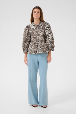 Blouse met lange mouwen Feminine Ulrike print - Simply taupe grey