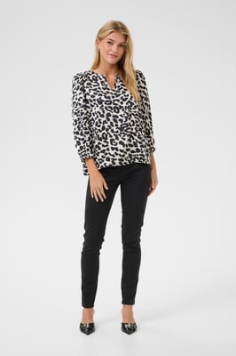 Blouse met lange mouwen Loose fit Grey Leopard
