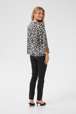 Blouse met lange mouwen Loose fit Grey Leopard