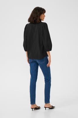 Blouse met lange mouwen Regular fit Black