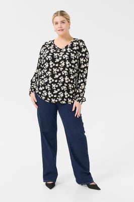 Blouse met lange mouwen Regular fit Black/Turtledove Flower Print floral