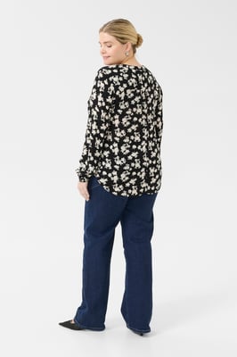 Blouse met lange mouwen Regular fit Black/Turtledove Flower Print floral
