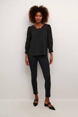 Blouse met lange mouwen Relaxed fit Blac
