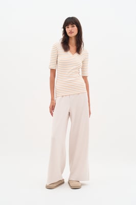 Jersey top Slim fit Alabaster/Pure White stripe beige