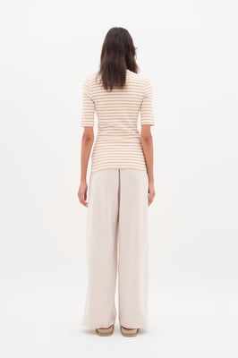 Jersey top Slim fit Alabaster/Pure White stripe beige