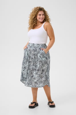 Rok A-shape Blue Leaf Print multi