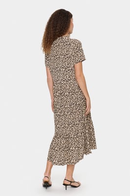 Jurk A-shape Creme Leopard Strokes animal