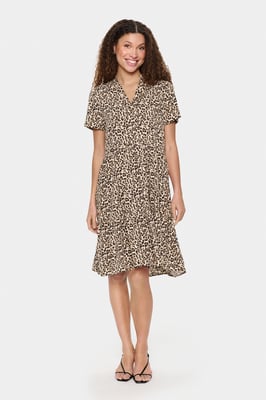 Jurk Loose fit Creme Leopard Strokes animal