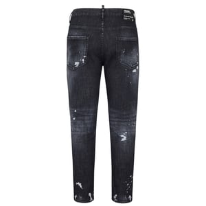 Dsquared2 Skater Jean Gescheurde dijen Verfspatten Zwarte wasjeans