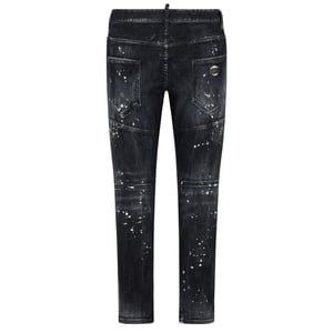 Dsquared2 Tidy Biker Jean Paint Splash versterkte gescheurde zwarte jeans