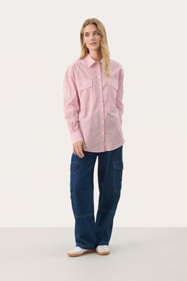 Overhemd met lang mouwen Oversize fit Mars Red Stripe white red