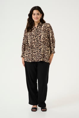 Overhemd met lang mouwen Regular fit Naturel Leopard Print