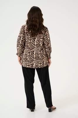 Overhemd met lang mouwen Regular fit Naturel Leopard Print