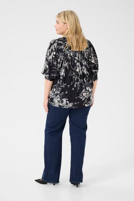 Overhemd met lang mouwen Regular fit Black/White Painted Flower black white